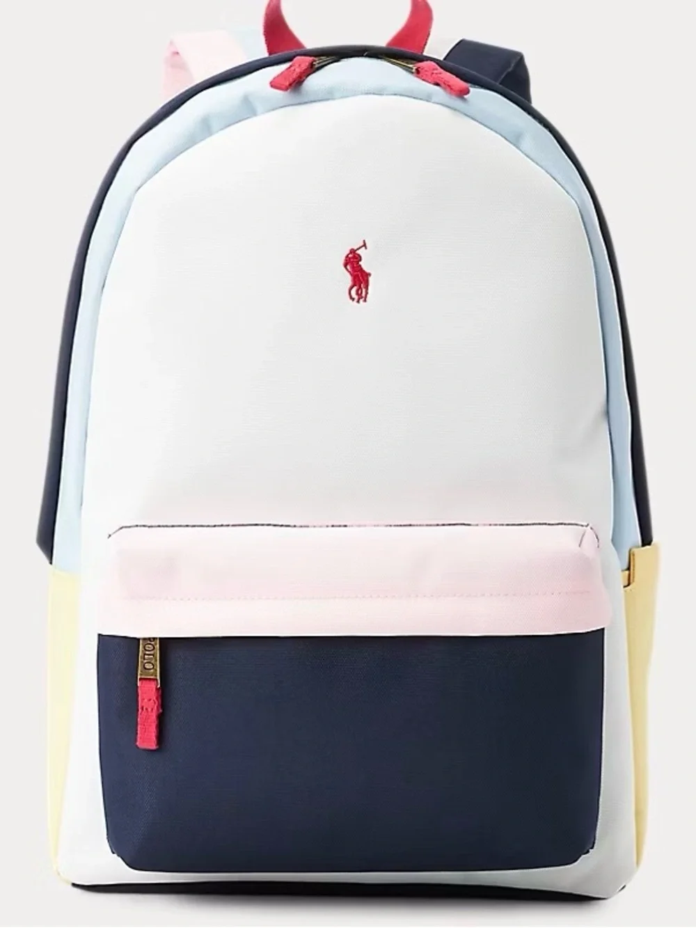 New Polo Ralph Lauren Embroidered Pony Logo Color-Block Backpack Unisex One Size